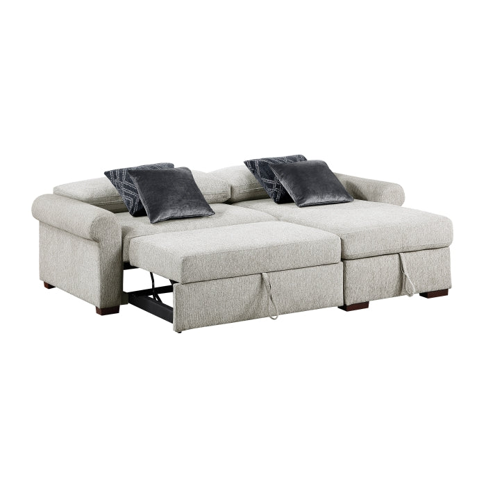 8548GY*3VC15ACLA4 2-Piece Sectional with Reversible Chaise, Pull-out Bed and Hidden Storage, Click Motion Back - 8548GY*3VC15ACLA4