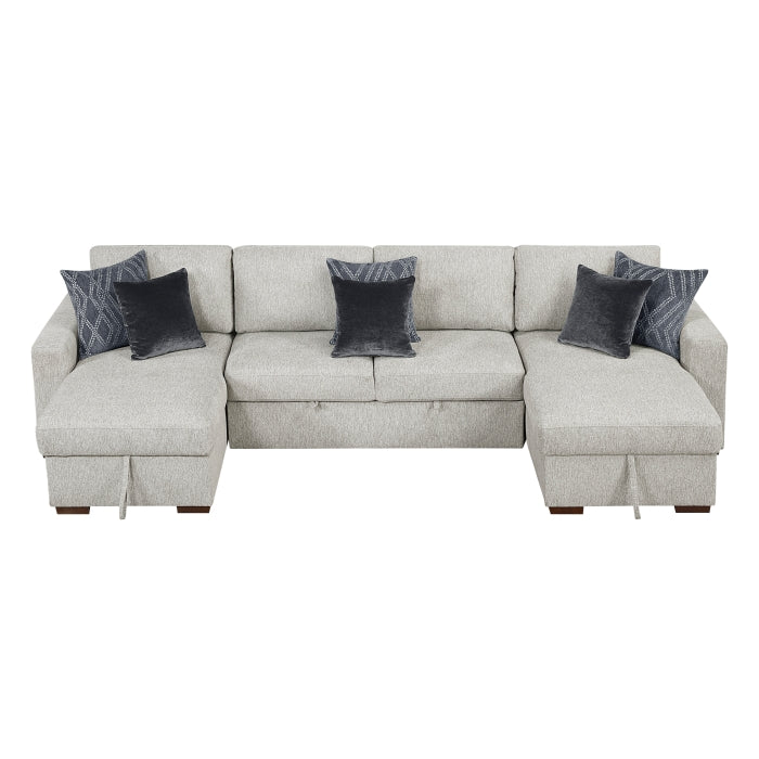 8548GY*42VC2ACLA 3-Piece Sectional with Reversible Chaises, Pull-out Bed and Hidden Storage, Click Motion Back - 8548GY*42VC2ACLA
