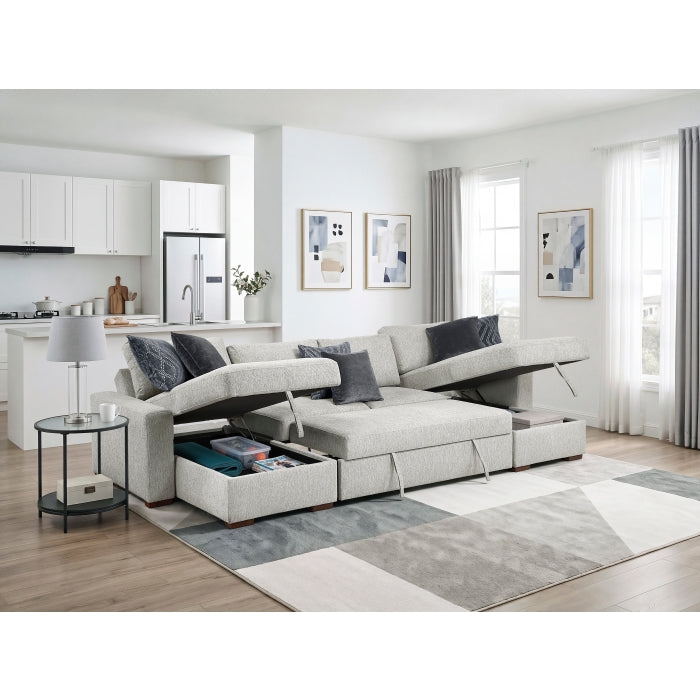 8548GY*42VC2ACLA 3-Piece Sectional with Reversible Chaises, Pull-out Bed and Hidden Storage, Click Motion Back - 8548GY*42VC2ACLA