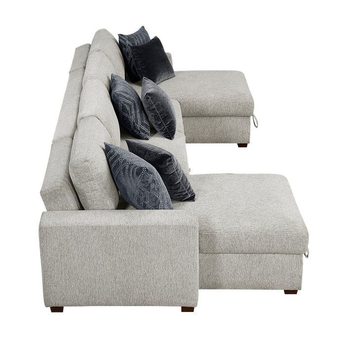 8548GY*42VC2ACLA 3-Piece Sectional with Reversible Chaises, Pull-out Bed and Hidden Storage, Click Motion Back - 8548GY*42VC2ACLA