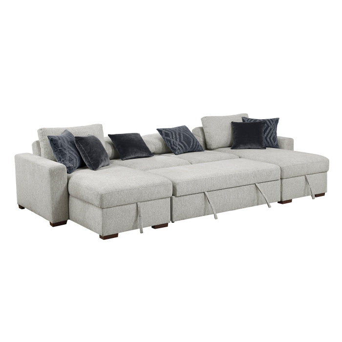 8548GY*42VC2ACLA 3-Piece Sectional with Reversible Chaises, Pull-out Bed and Hidden Storage, Click Motion Back - 8548GY*42VC2ACLA