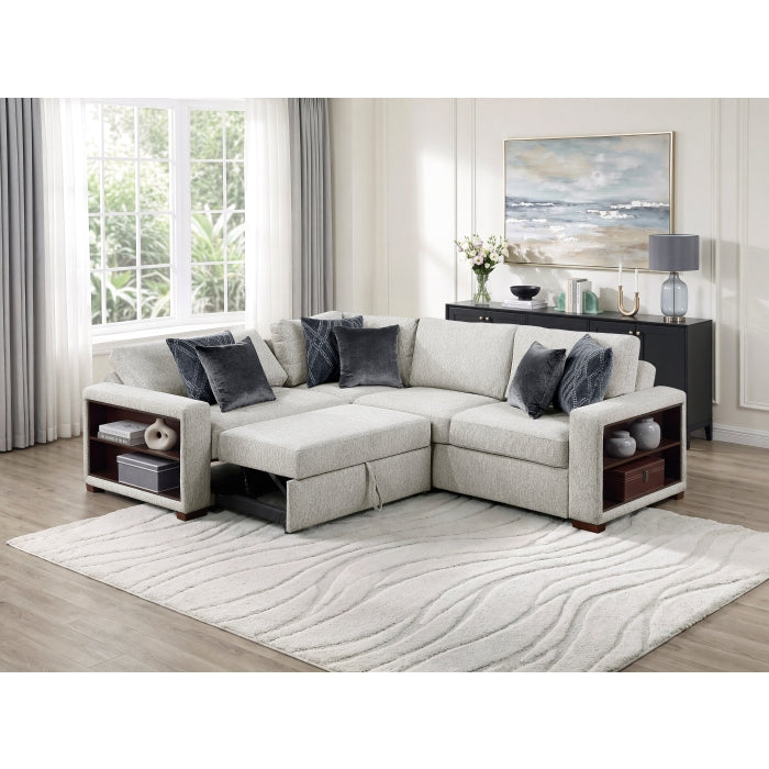 8548GY*4SC15ACLA2 (4)3-Piece Sectional with Pull-out Bed and Click Motion Back - 8548GY*4SC15ACLA2