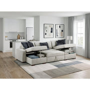 8548GY*4VC15ACLA (4)3-Piece Sectional with Two Reversible Chaises, Pull-out Bed, Hidden Storage, Click Motion Back and Two Track Arms - 8548GY*4VC15ACLA