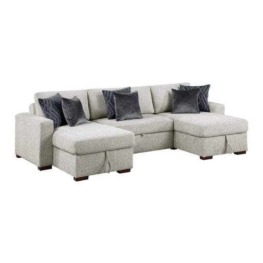 8548GY*4VC15ACLA (4)3-Piece Sectional with Two Reversible Chaises, Pull-out Bed, Hidden Storage, Click Motion Back and Two Track Arms - 8548GY*4VC15ACLA