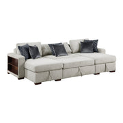 8548GY*4VC15ACLA2 (4)3-Piece Sectional with Two Reversible Chaises, Pull-out Bed, Hidden Storage, Click Motion Back and Two Arms with Shelves and Charging Ports - 8548GY*4VC15ACLA2
