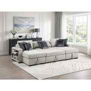 8548GY*4VC15ACLA2 (4)3-Piece Sectional with Two Reversible Chaises, Pull-out Bed, Hidden Storage, Click Motion Back and Two Arms with Shelves and Charging Ports - 8548GY*4VC15ACLA2