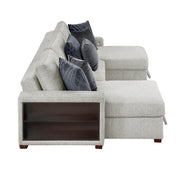 8548GY*4VC15ACLA2 (4)3-Piece Sectional with Two Reversible Chaises, Pull-out Bed, Hidden Storage, Click Motion Back and Two Arms with Shelves and Charging Ports - 8548GY*4VC15ACLA2