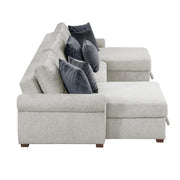 8548GY*4VC15ACLA4 (4)3-Piece Sectional with Two Reversible Chaises, Pull-out Bed, Hidden Storage, Click Motion Back and Two Roll Arms - 8548GY*4VC15ACLA4