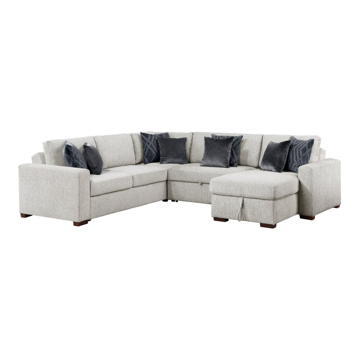 8548GY*5SC15ACLA 4-Piece Sectional with Reversible Chaise, Pull-out Bed, Hidden Storage and Click Motion Back - 8548GY*5SC15ACLA