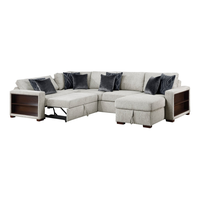 8548GY*5SC15ACLA2 4-Piece Sectional with Reversible Chaise, Pull-out Bed, Hidden Storage and Click Motion Back - 8548GY*5SC15ACLA2