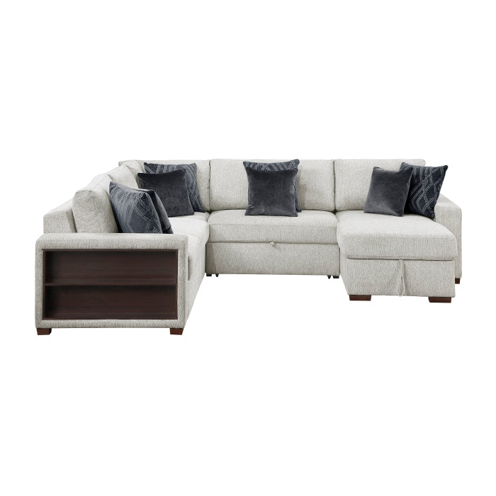8548GY*5SC15ACLA2 4-Piece Sectional with Reversible Chaise, Pull-out Bed, Hidden Storage and Click Motion Back - 8548GY*5SC15ACLA2