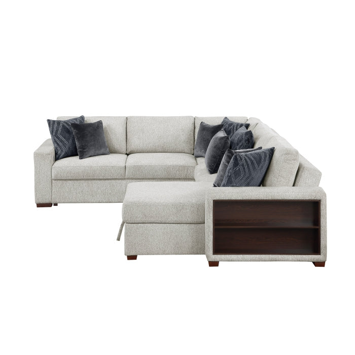 8548GY*5SC15ACLA2 4-Piece Sectional with Reversible Chaise, Pull-out Bed, Hidden Storage and Click Motion Back - 8548GY*5SC15ACLA2