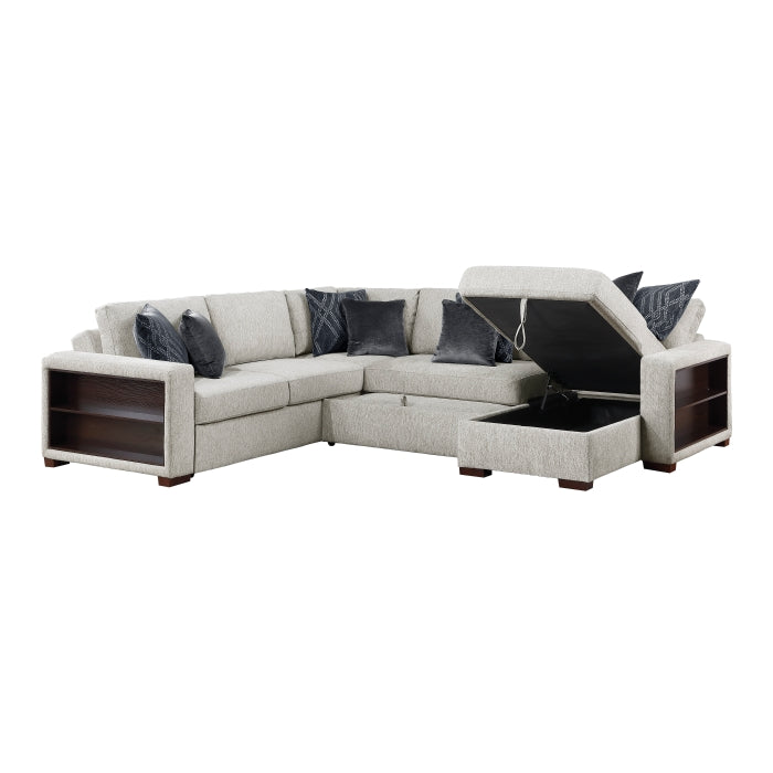 8548GY*5SC15ACLA2 4-Piece Sectional with Reversible Chaise, Pull-out Bed, Hidden Storage and Click Motion Back - 8548GY*5SC15ACLA2