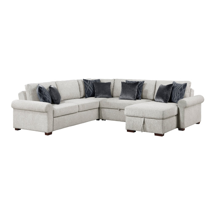 8548GY*5SC15ACLA4 4-Piece Sectional with Reversible Chaise, Pull-out Bed, Hidden Storage and Click Motion Back - 8548GY*5SC15ACLA4
