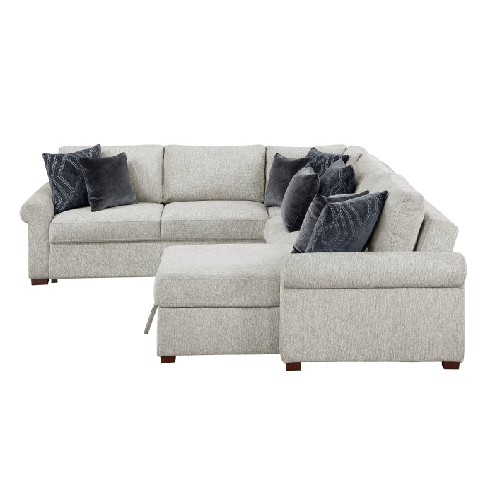8548GY*5SC15ACLA4 4-Piece Sectional with Reversible Chaise, Pull-out Bed, Hidden Storage and Click Motion Back - 8548GY*5SC15ACLA4