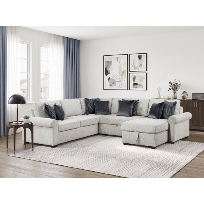8548GY*5SC15ACLA4 4-Piece Sectional with Reversible Chaise, Pull-out Bed, Hidden Storage and Click Motion Back - 8548GY*5SC15ACLA4