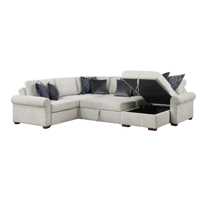 8548GY*5SC15ACLA4 4-Piece Sectional with Reversible Chaise, Pull-out Bed, Hidden Storage and Click Motion Back - 8548GY*5SC15ACLA4