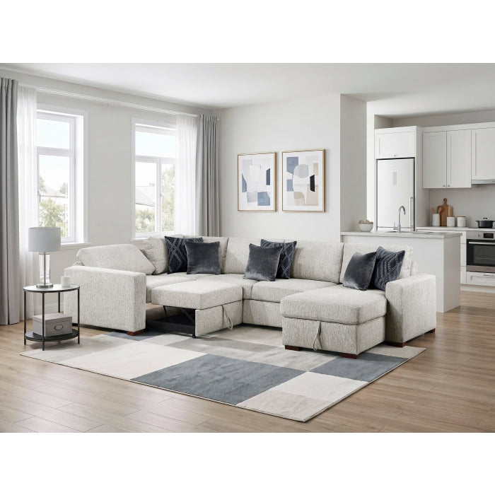 8548GY*5SCACCLA (5)4-Piece Sectional with Reversible Chaise, Pull-out Bed, Hidden Storage and Click Motion Back - 8548GY*5SCACCLA