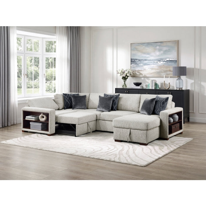 8548GY*5SCACCLA2 (5)4-Piece Sectional with Reversible Chaise, Pull-out Bed, Hidden Storage and Click Motion Back - 8548GY*5SCACCLA2