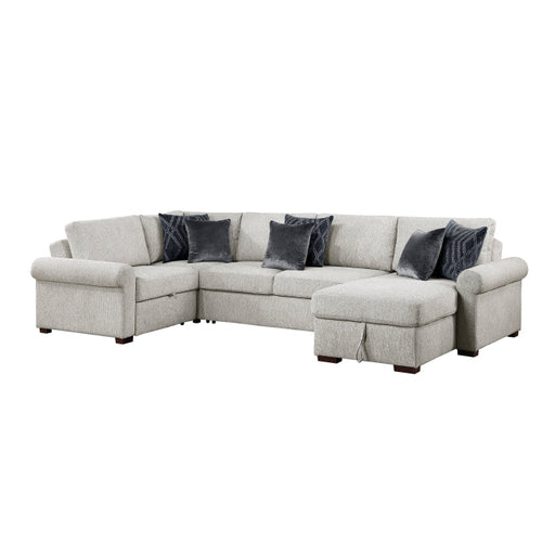 8548GY*5SCACCLA4 (5)4-Piece Sectional with Reversible Chaise, Pull-out Bed, Hidden Storage and Click Motion Back - 8548GY*5SCACCLA4