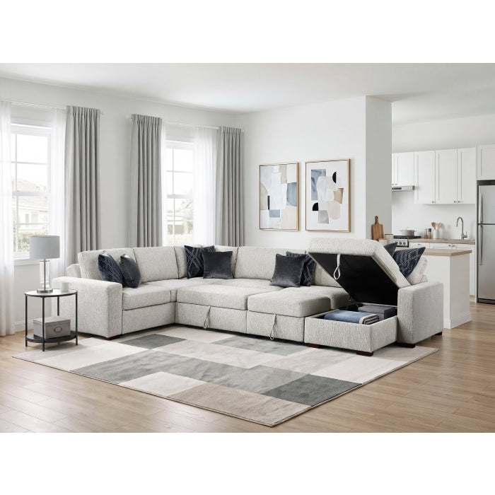 8548GY*6SC15ACLA 5-Piece Sectional with Reversible Chaise, Pull-out Bed, Hidden Storage and Click Motion Back - 8548GY*6SC15ACLA