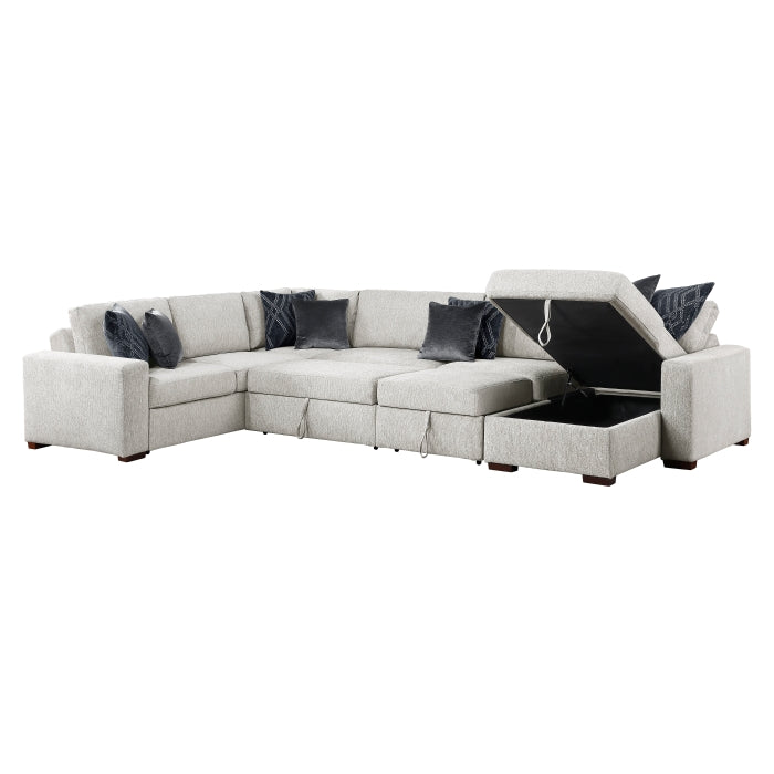 8548GY*6SC15ACLA 5-Piece Sectional with Reversible Chaise, Pull-out Bed, Hidden Storage and Click Motion Back - 8548GY*6SC15ACLA