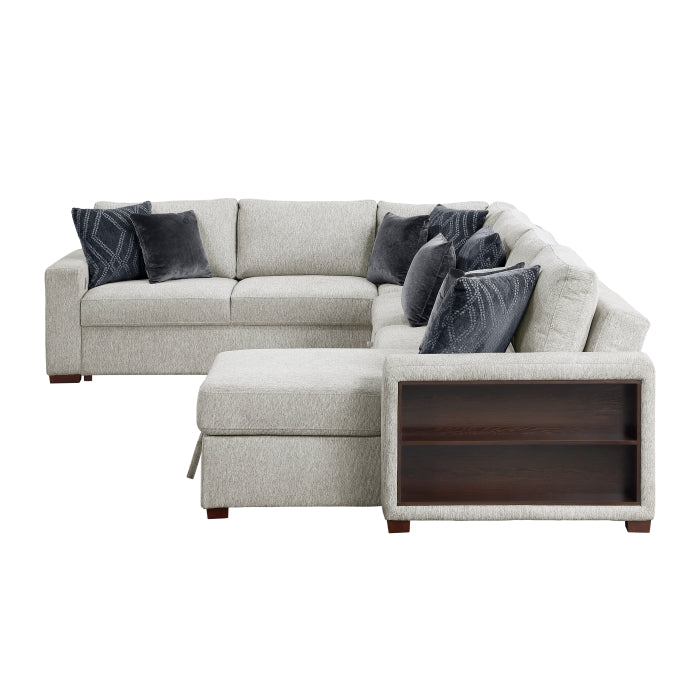8548GY*6SC15ACLA2 5-Piece Sectional with Reversible Chaise, Pull-out Bed, Hidden Storage and Click Motion Back - 8548GY*6SC15ACLA2