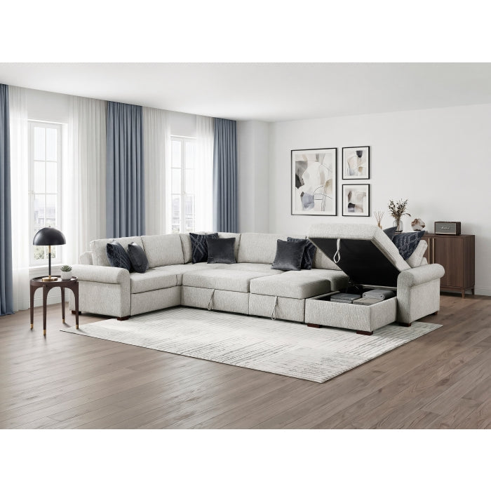 8548GY*6SC15ACLA4 5-Piece Sectional with Reversible Chaise, Pull-out Bed, Hidden Storage and Click Motion Back - 8548GY*6SC15ACLA4