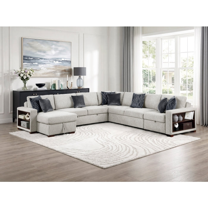 8548GY*6SCACCLA2 5-Piece Sectional with Reversible Chaise, Pull-out Bed, Hidden Storage and Click Motion Back - 8548GY*6SCACCLA2