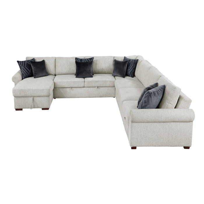 8548GY*6SCACCLA4 5-Piece Sectional with Reversible Chaise, Pull-out Bed, Hidden Storage and Click Motion Back - 8548GY*6SCACCLA4