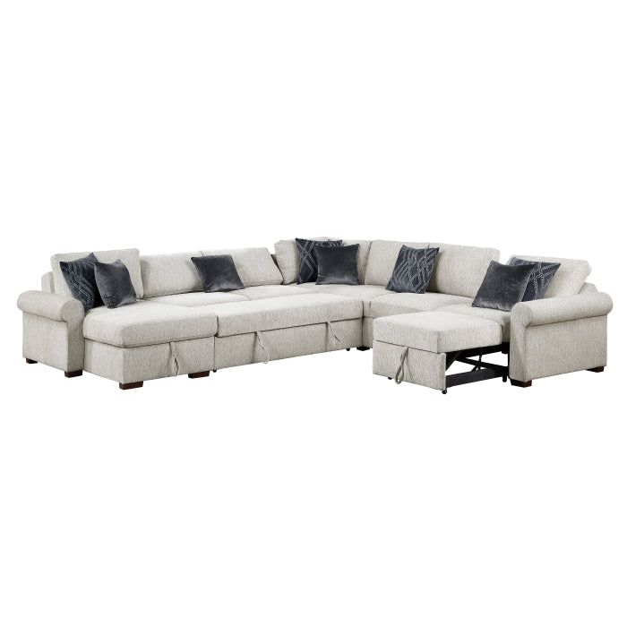 8548GY*6SCACCLA4 5-Piece Sectional with Reversible Chaise, Pull-out Bed, Hidden Storage and Click Motion Back - 8548GY*6SCACCLA4