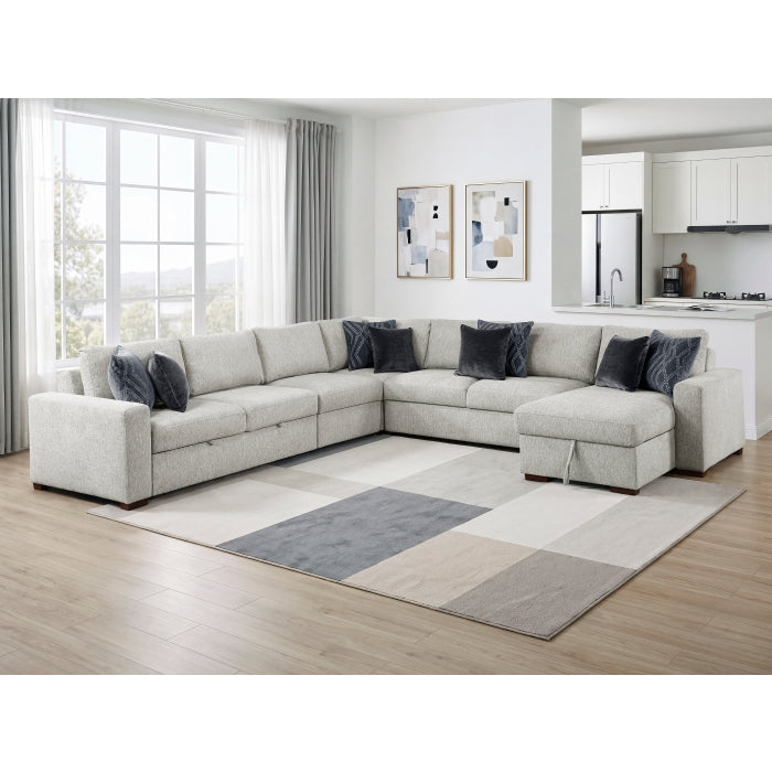 8548GY*6VC2ACR2ACLACA (6)5-Piece Sectional with Reversible Chaise, Pull-out Bed and Hidden Storage - 8548GY*6VC2ACR2ACLACA