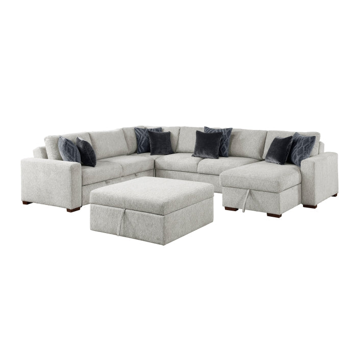 8548GY*6VC2ACR2ACLAOT 5-Piece Sectional with Reversible Chaise, Pull-out Bed and Ottoman - 8548GY*6VC2ACR2ACLAOT
