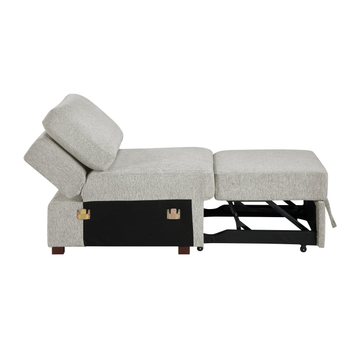 8548GY-ACCL Convertible Armless Chair with Pull-out Bed and Click Motion Back - 8548GY-ACCL
