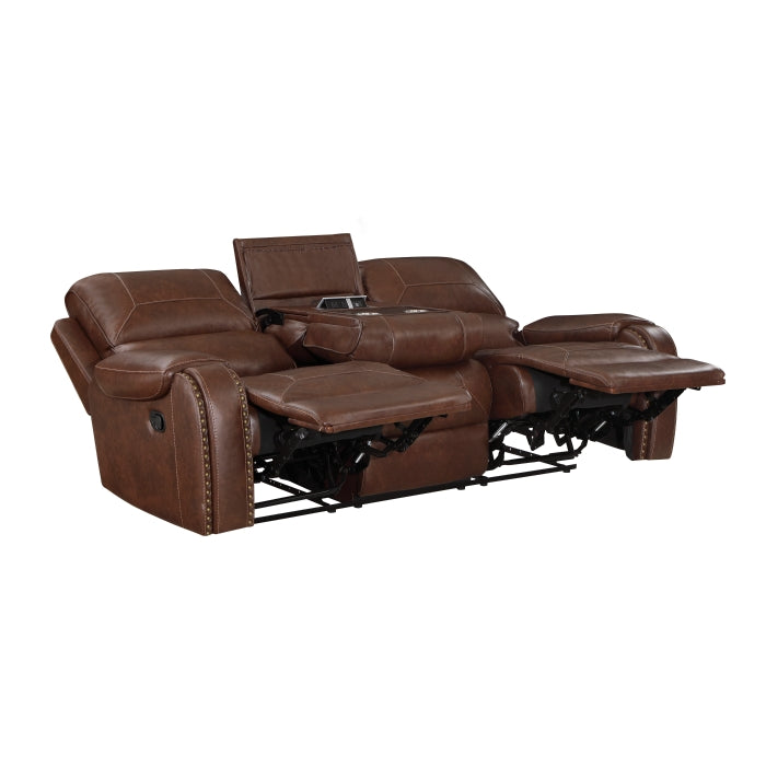 8549BRW*2 2pc Set: Sofa, Love - 8549BRW*2