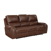 8549BRW-3 Double Reclining Sofa with Center Drop-Down Cup Holders, Receptacles and USB Ports - 8549BRW-3