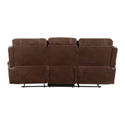 8549BRW-3 Double Reclining Sofa with Center Drop-Down Cup Holders, Receptacles and USB Ports - 8549BRW-3