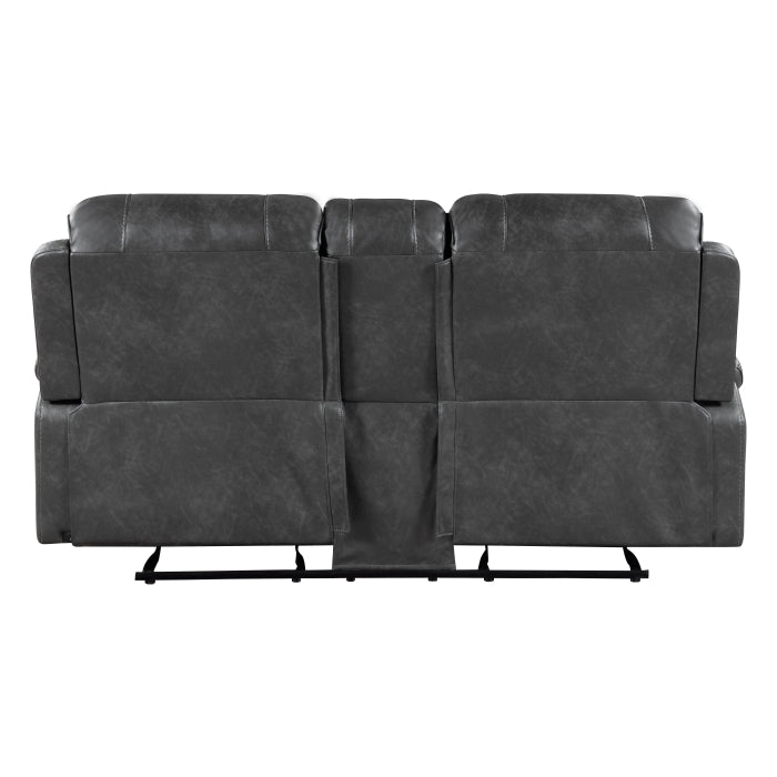 8549GRY-2 Double Glider Reclining Love Seat with Center Console, Receptacles and USB Ports - 8549GRY-2