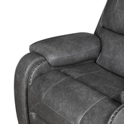 8549GRY-2 Double Glider Reclining Love Seat with Center Console, Receptacles and USB Ports - 8549GRY-2