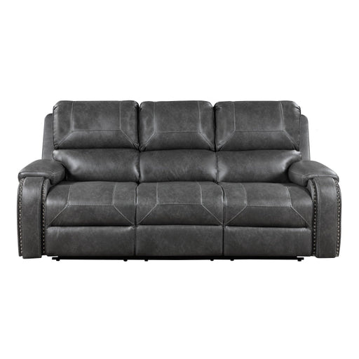 8549GRY-3 Double Reclining Sofa with Center Drop-Down Cup Holders, Receptacles and USB Ports - 8549GRY-3