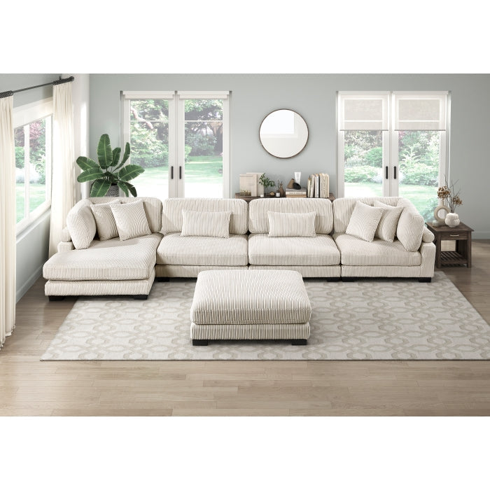 8555BE*CR2ACVCOT (5)5-Piece Modular Sectional with Reversible Chaise and Ottoman - 8555BE*CR2ACVCOT