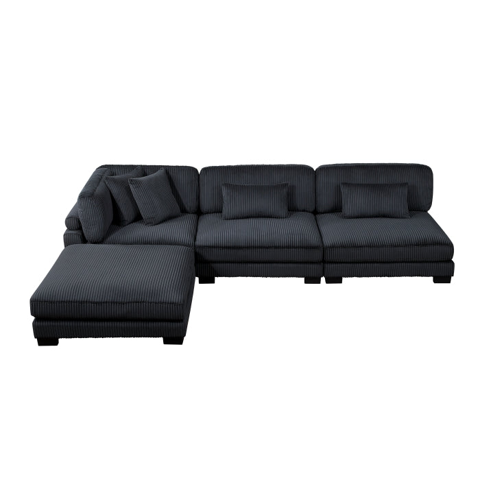 8555BK*2AC1CROT (4)4-Piece Modular Sectional with Ottoman - 8555BK*2AC1CROT