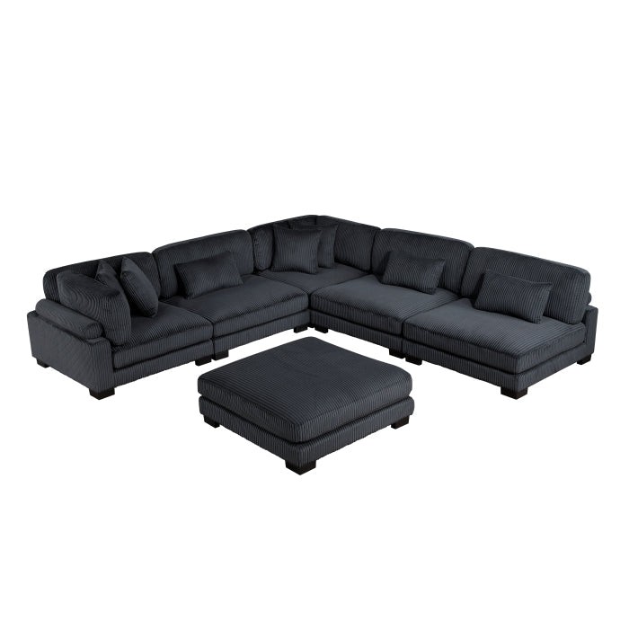 8555BK*6OT (6)6-Piece Modular Sectional with Ottoman - 8555BK*6OT