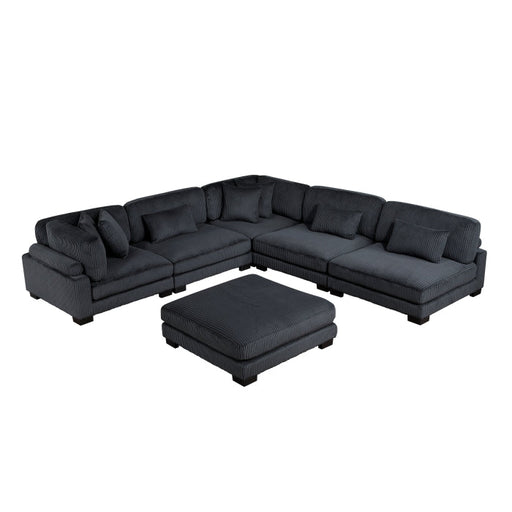 8555BK*6OT (6)6-Piece Modular Sectional with Ottoman - 8555BK*6OT