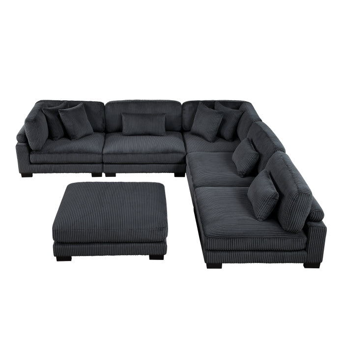 8555BK*6OT (6)6-Piece Modular Sectional with Ottoman - 8555BK*6OT
