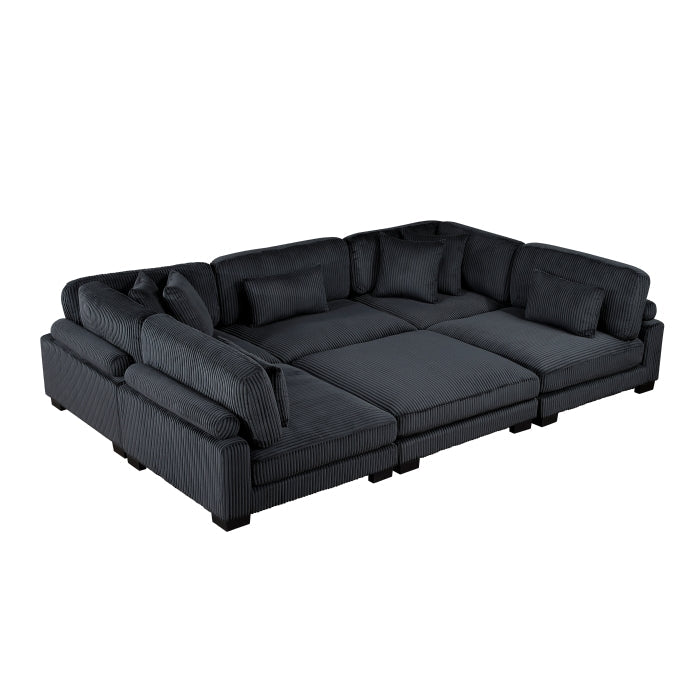 8555BK*6OT (6)6-Piece Modular Sectional with Ottoman - 8555BK*6OT