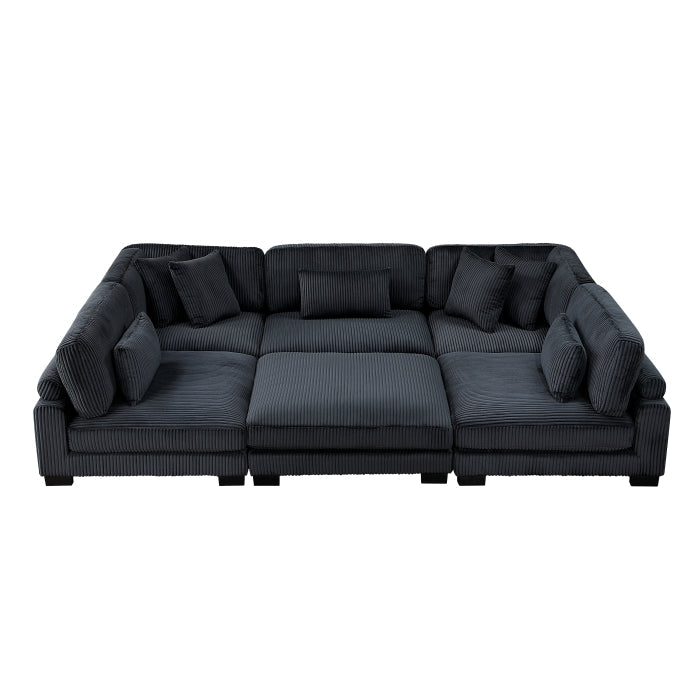 8555BK*6OT (6)6-Piece Modular Sectional with Ottoman - 8555BK*6OT