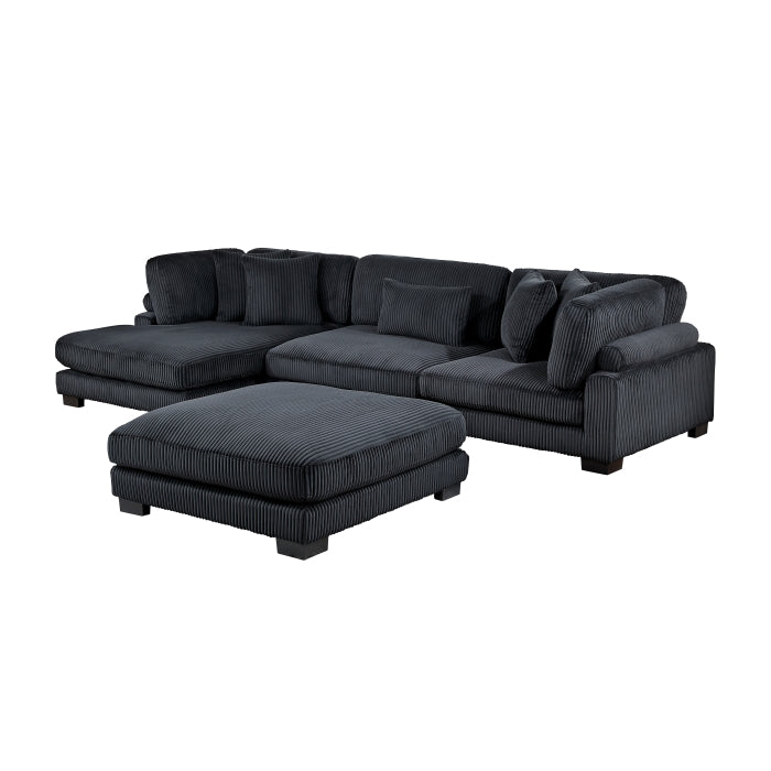 8555BK*CRACVCOT (4)4-Piece Modular Sectional with Reversible Chaise and Ottoman - 8555BK*CRACVCOT
