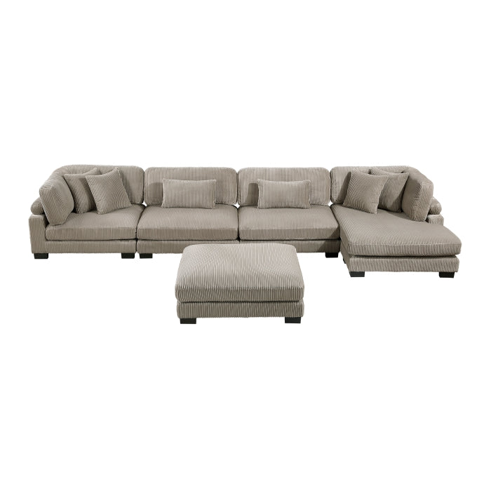 8555GB*CR2ACVCOT (5)5-Piece Modular Sectional with Reversible Chaise and Ottoman - 8555GB*CR2ACVCOT