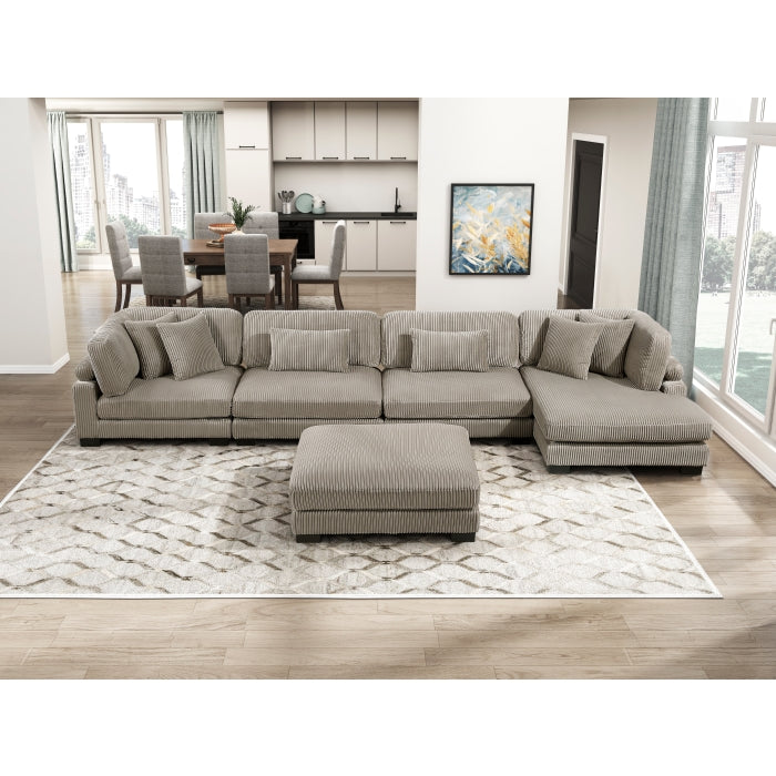 8555GB*CR2ACVCOT (5)5-Piece Modular Sectional with Reversible Chaise and Ottoman - 8555GB*CR2ACVCOT